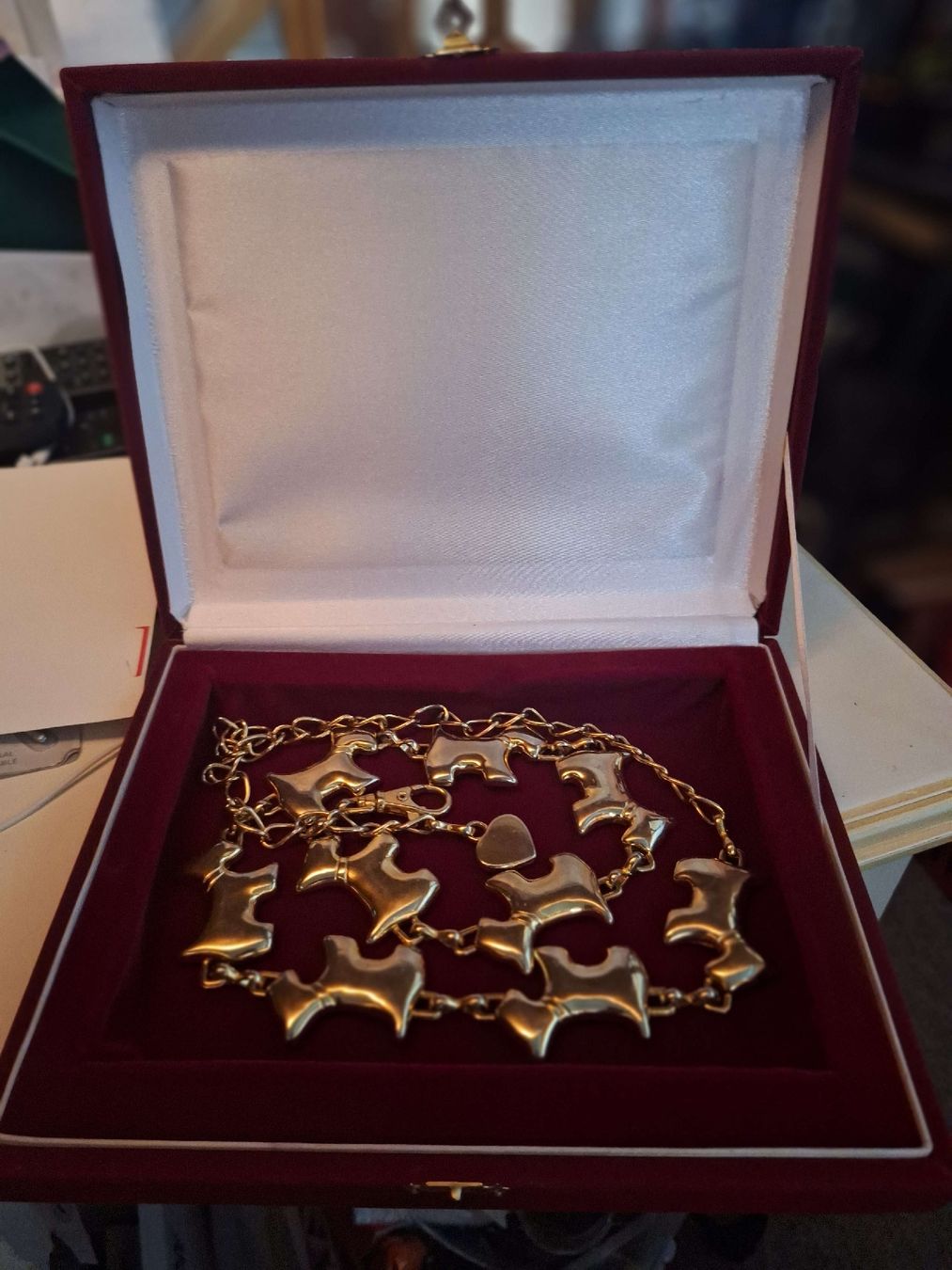 Ketten: Collier  avec pendentifs chiens dans coffret – Gebraucht aus Tannay von v1n1p00h