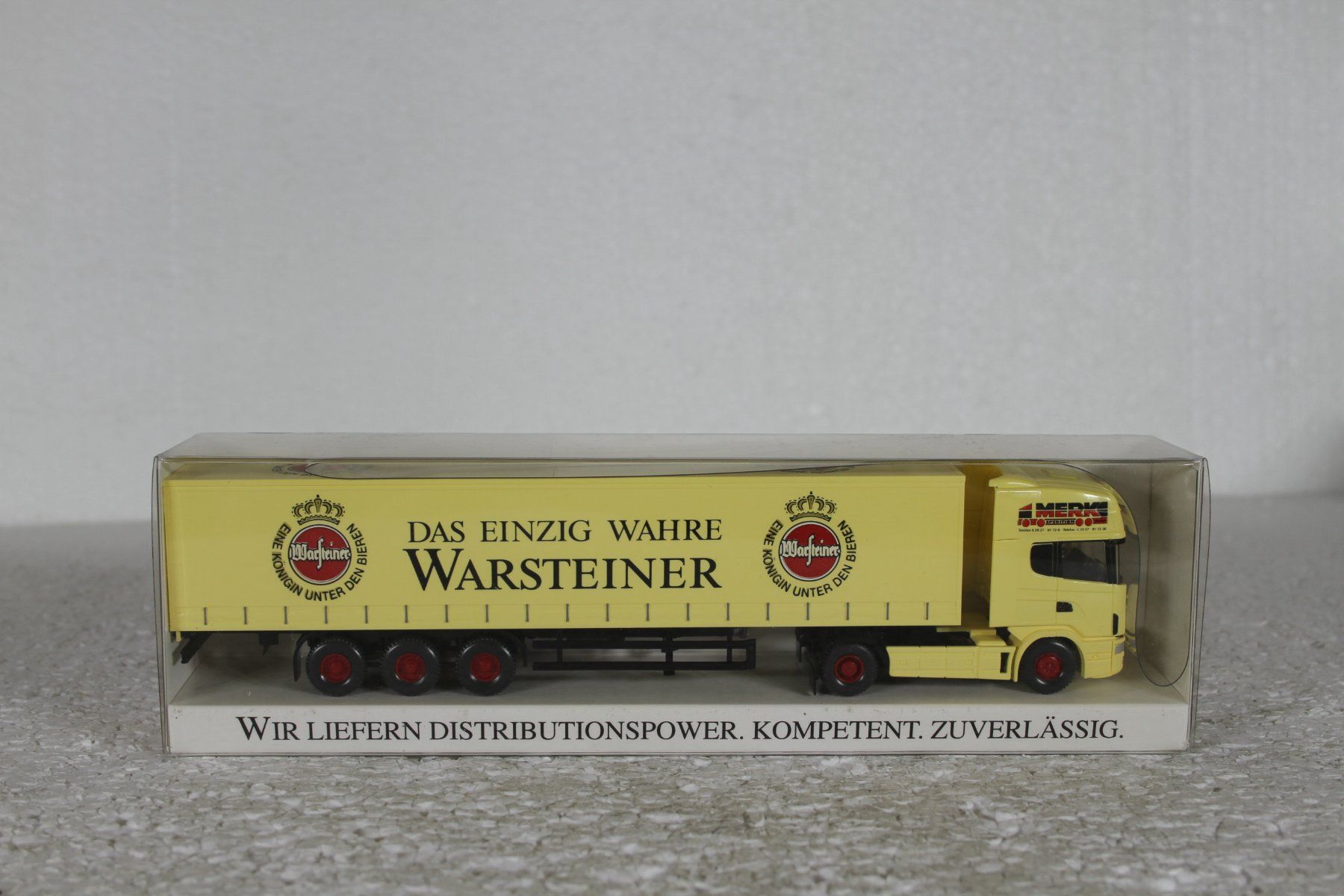 Wiking Modellini d'auto: Wiking Scania Sattelzug Warsteiner Bier – Usato da Triesen venduto da gleis8