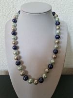 Hochwertiger Modeschmuck, Perlenkette in Blautönen, NEU