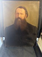 Gemälde Porträt Mann Brille Bart gerahmt 40x50cm