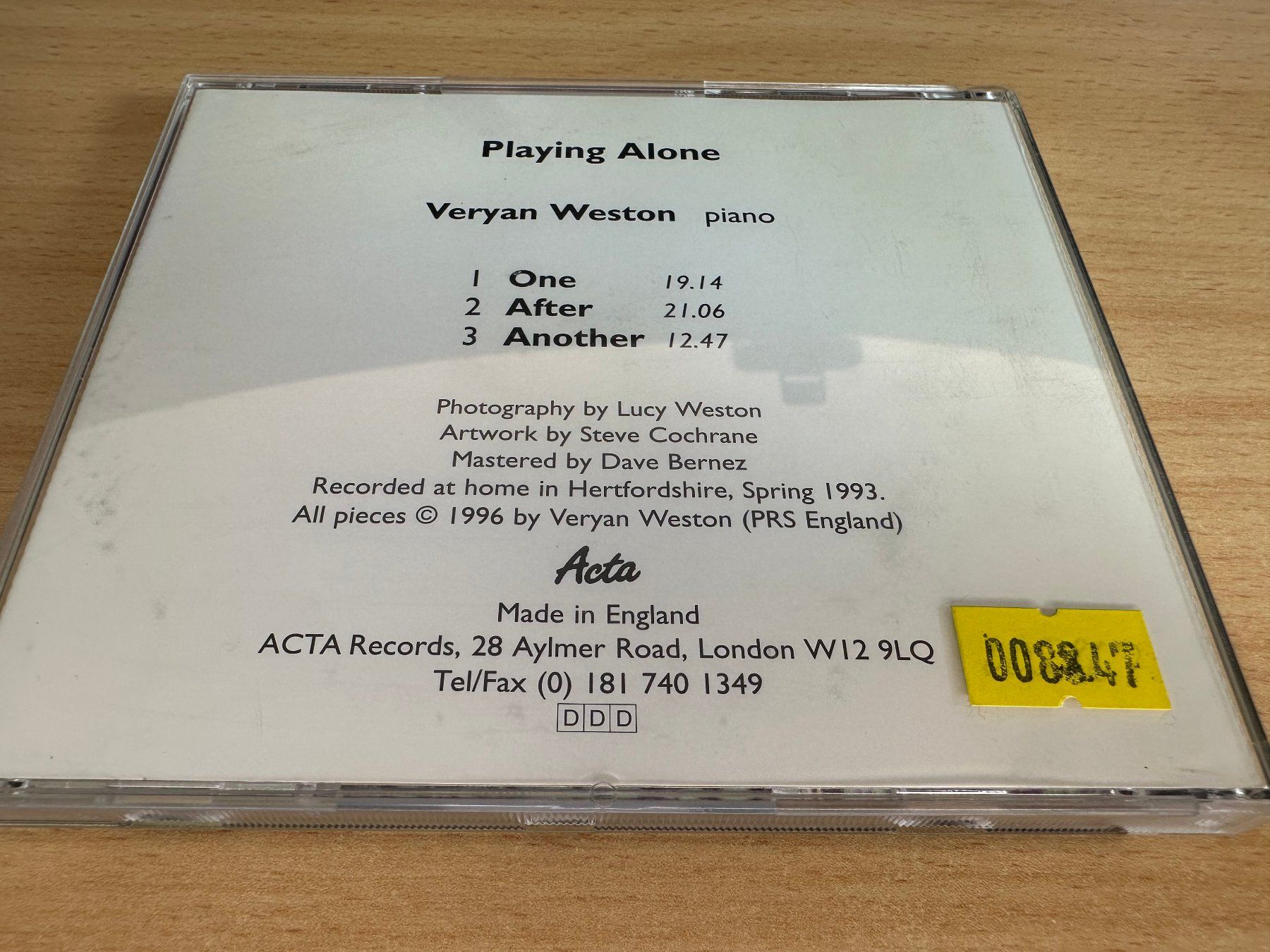 CDs: Veryan Weston – Playing Alone – Gebraucht aus Rikon im Tösstal von Alpenmutz 1