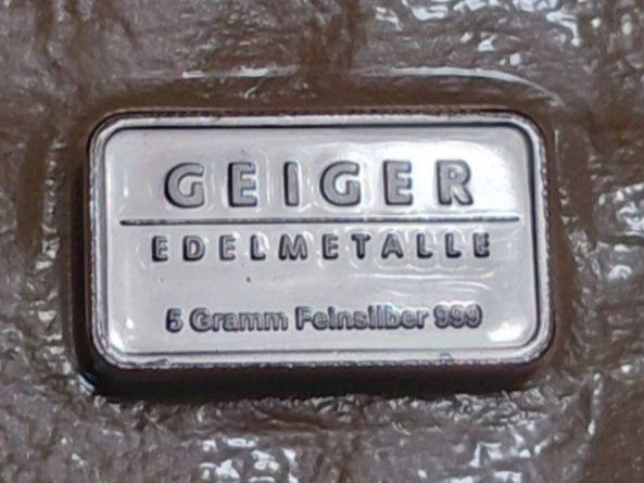 Metalli preziosi: 5 Gramm Geiger Silberbarren 999.0 – Usato da Buchs SG venduto da numispatica