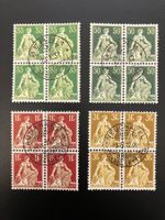 4-er Blöcke Helvetia mit Schwert (ZNr. 111,113,115,116)