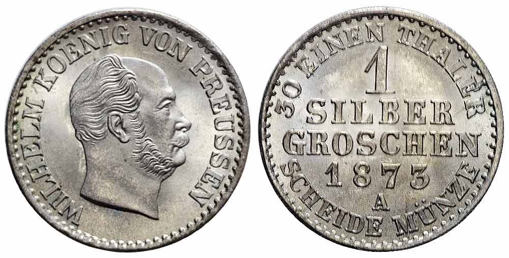 Tutti le monete: Preussen, Groschen 1873 A unz! – Usato da Chiasso venduto da Novamarketing