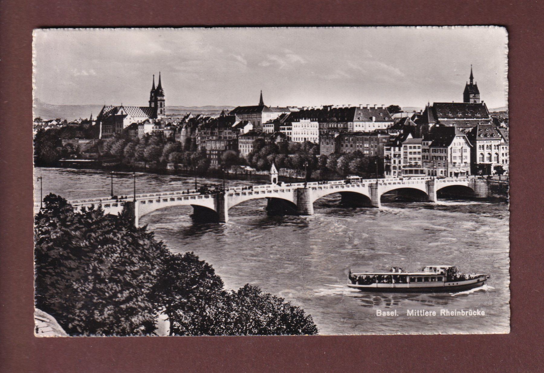 Ansichtskarten: BASEL - Mittlere Rheinbrücke - 1952 – Gebraucht aus Pully von nicecards-shop