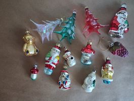 Rest Lot mit 13 Vintage Glas Christbaumschmuck. Viele kleine