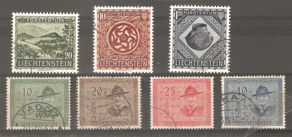 Tutti i francobolli: Liechtenstein 259-65 gest. – Usato da Lausanne venduto da Whorvath