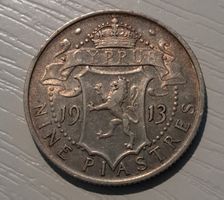 SILBER / 9 Piaster / Zypern / 1913