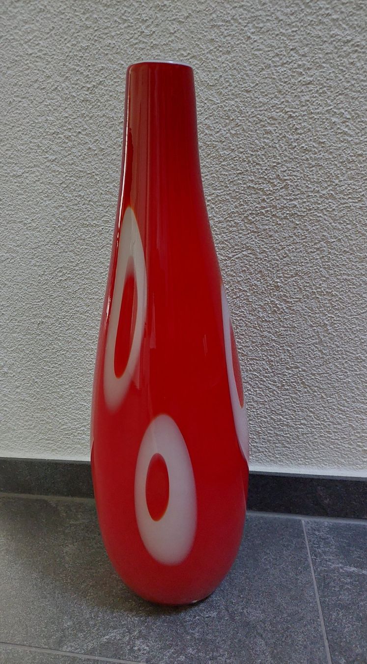 Murano Vasi & Recipienti: Grosse rote Muranovase mit Ringmuster, 70er – Usato da Subingen venduto da K7passt_immer 2