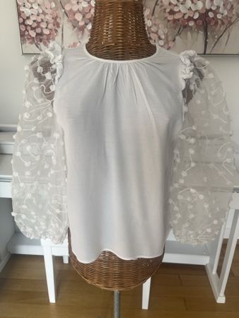 Bluse mit Spitzenaermeln, Zara, XS