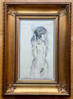Aktzeichnung Frau – Kohle/Pastell signiert gerahmt
