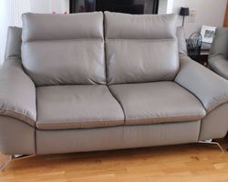 Pfister Ledersofa-Garnitur SILVIA, dunkelgrau, 2er+3er Relax