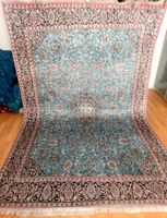 Seidenteppich 290*190cm handg.frisch prof.gewaschen blau