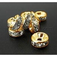 5 Strass Rondellen transp. vergoldet 6mm