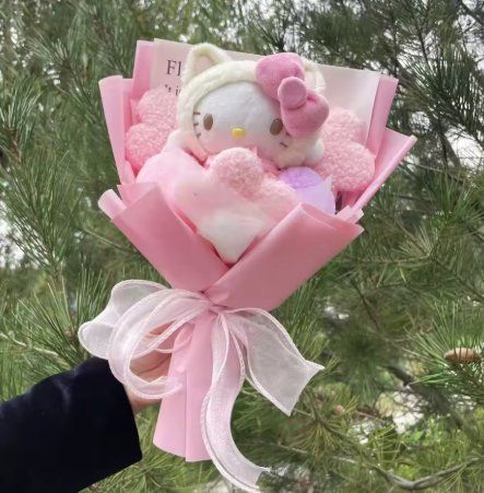 Tutte le decorazioni: Bouquet Romantique Hello Kitty avec Ruban Rose – Nuovo e nell'imballaggio originale da Saignelégier venduto da onekeystore