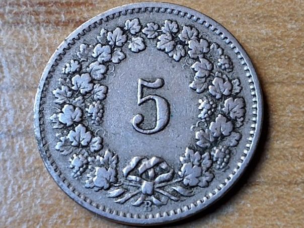 Tutti le monete: 5 Rappen 1905 – Usato da Münchenstein venduto da purbach1 9