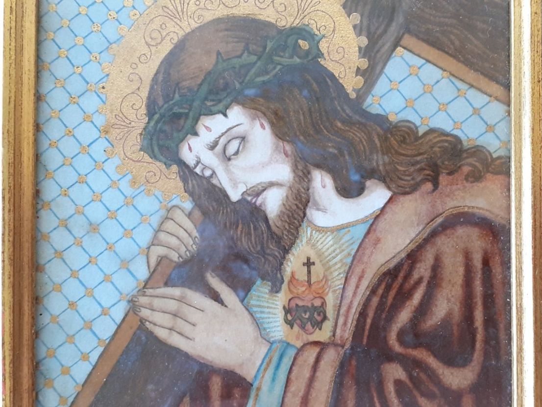 Dipinti: Gemälde Jesus mit Kreuz – Usato da Mörschwil venduto da antiksalon21 1