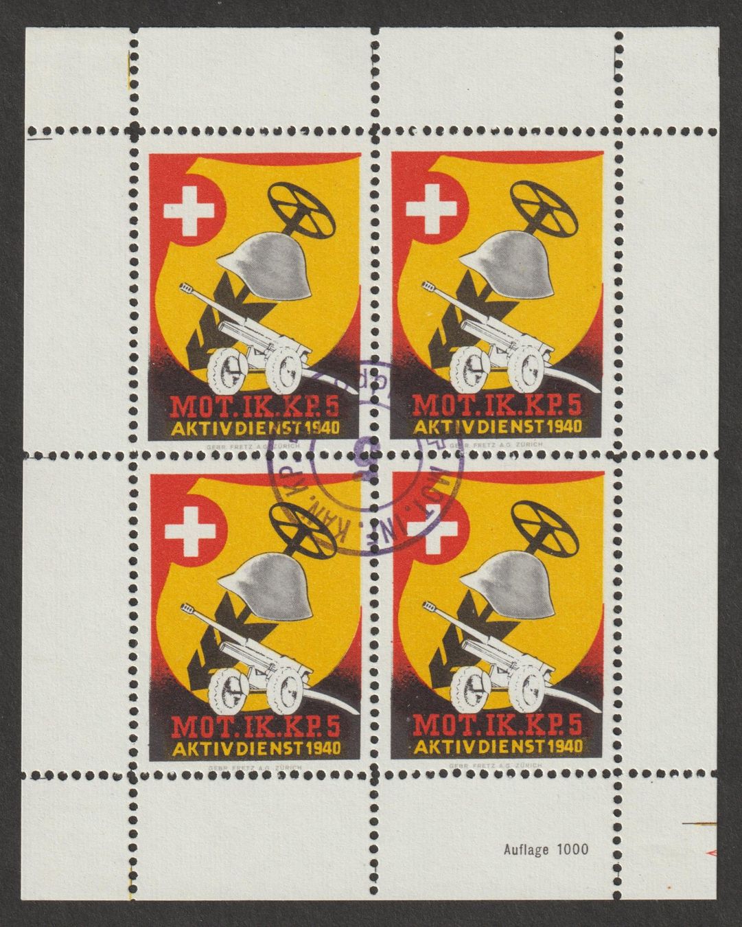 Alle Briefmarken: Artillerie Nr. 57/3 o – Gebraucht aus Siebnen von Fstaehli