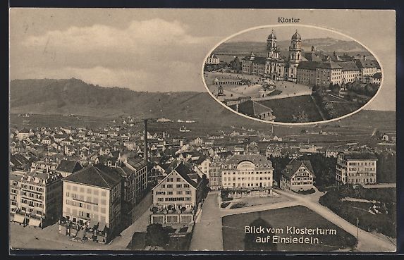 Cartoline postali: Einsiedeln, Kloster, Blick vom Klostertu – Usato da Berlin venduto da bartko-reher