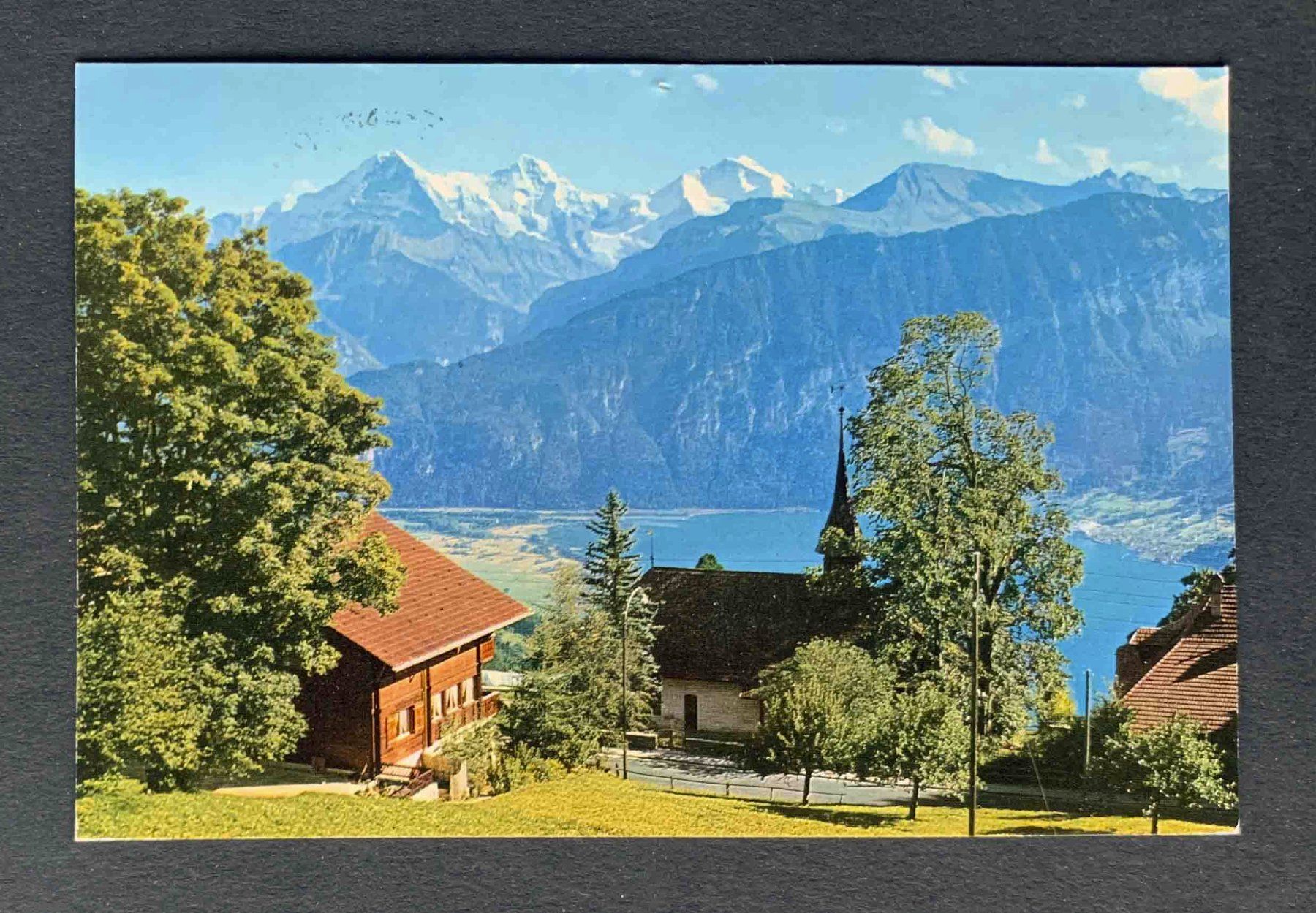 Ansichtskarten: AK Beatenberg Kirche Thunersee Eiger Mönch Jungfrau – Gebraucht aus Goldau von artelier1