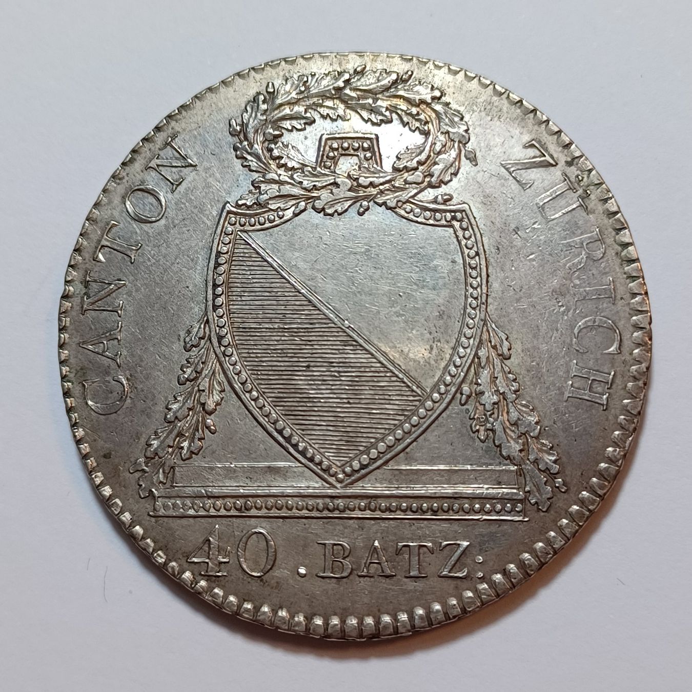 Tutti le monete: 40 Batzen 1813 Zürich – Usato da Pfäffikon ZH venduto da Schweizer_Muenzen