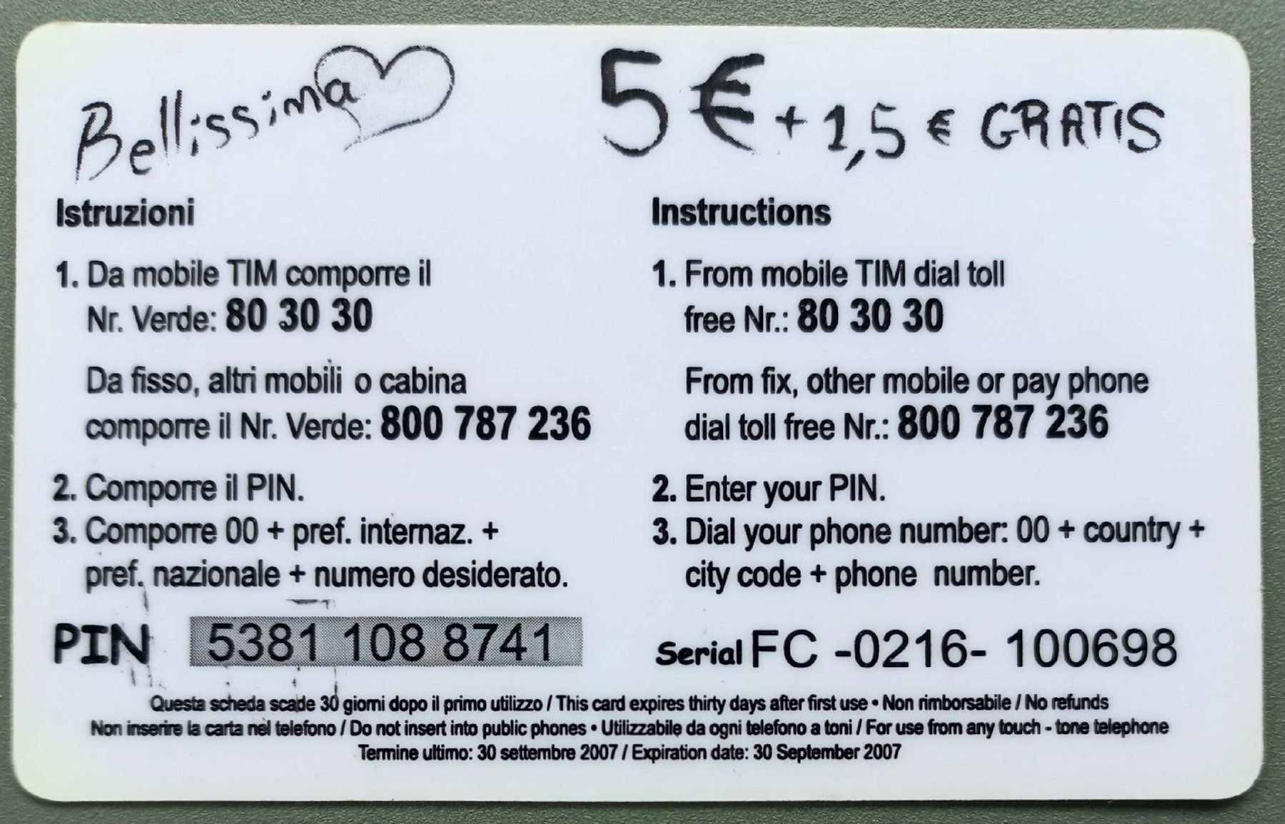Telefon- & Taxkarten: Taxcard - Bellissima - I – Gebraucht aus Niederuzwil von lubimaja 1