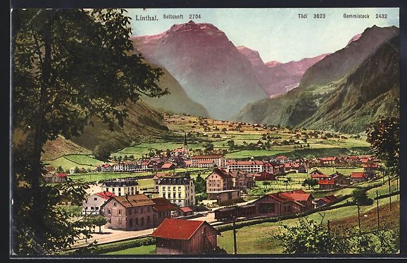Cartoline postali: Linthal, Teilansicht mit Selbsanft, Töd – Usato da Berlin venduto da bartko-reher