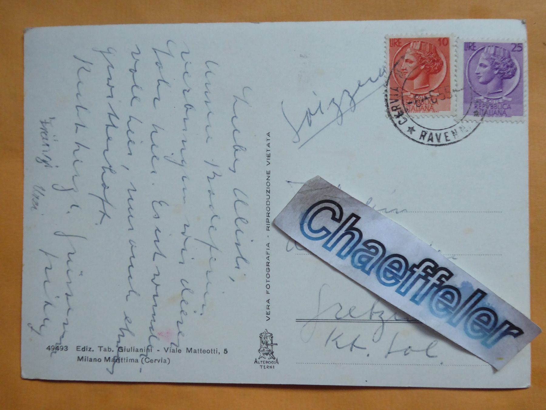 Cartes postales: 1955 Milano Marittima – D'occasion à Zürich par Chaeffeler 1