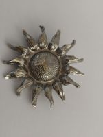 Brosche Sonne versilbert ca 5cm gebraucht guter Zustand