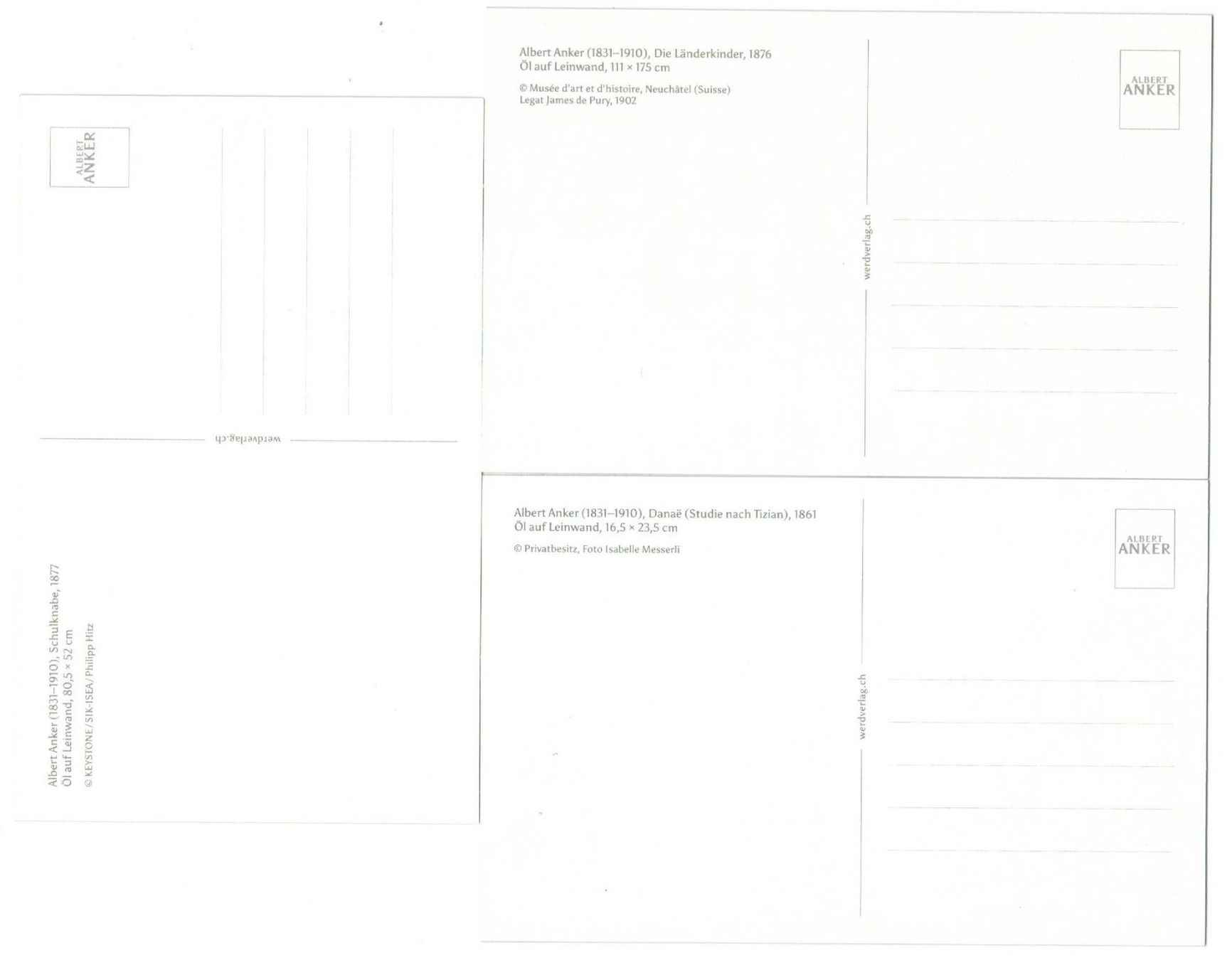Cartoline postali: 3 AK Albert Anker – Usato da Zürich venduto da tol_b7c7 1