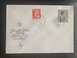 Liechtenstein 1965 FDC Fürstin Gina / Österreich 1983 40g