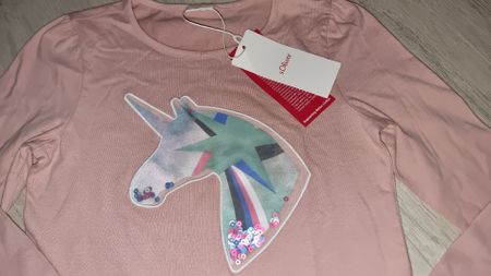 Mädchen Shirt Einhorn Glitzer s.Oliver Gr. 140 Neu mit Etike