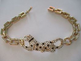 Armband Panther goldfarben mit Strasssteinen besetzt