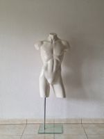 Herrentorso Schaufensterpuppe mit Glasstandfuss – weiss hoch