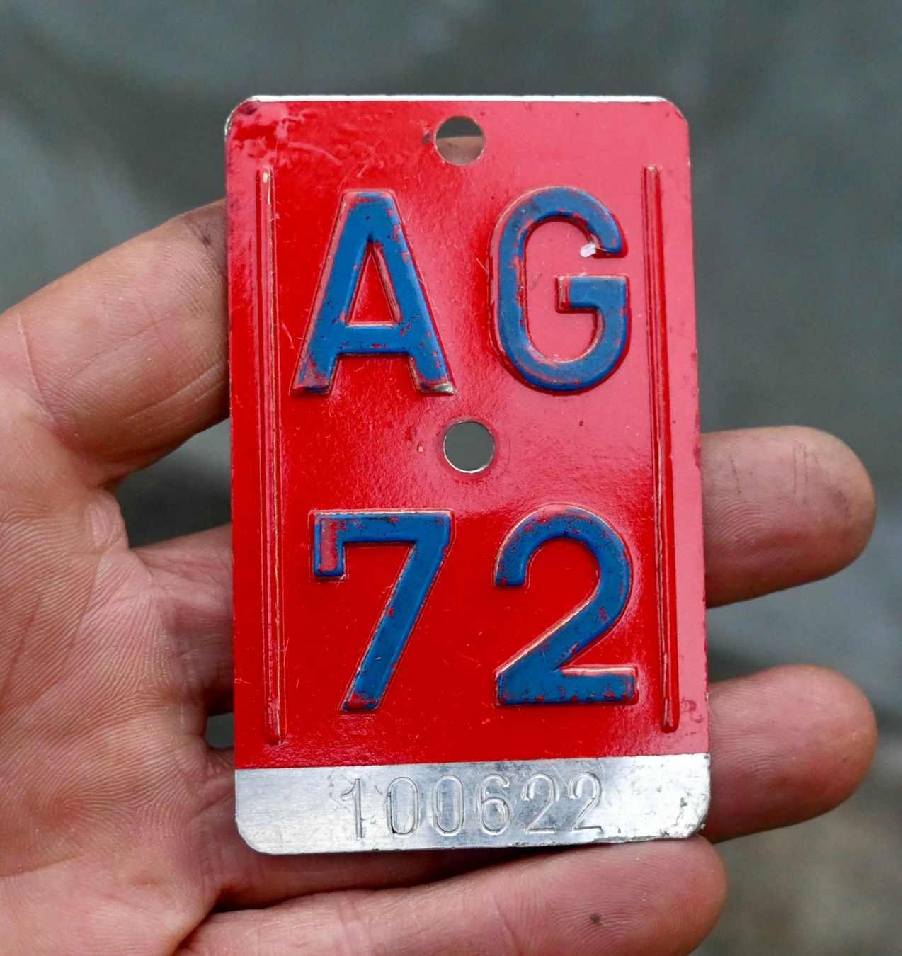 Insegne: Velonummer AG 72 von 1972 - Aargau – Usato da Pfaffhausen venduto da mono_rec