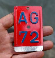 Velonummer AG 72 von 1972 - Aargau
