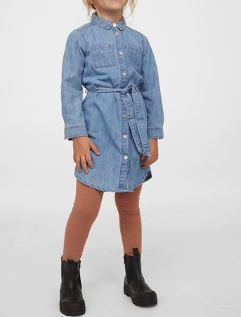 Jeanskleid / Hemdkleid mit Gürtel, Gr. 128 *NEU