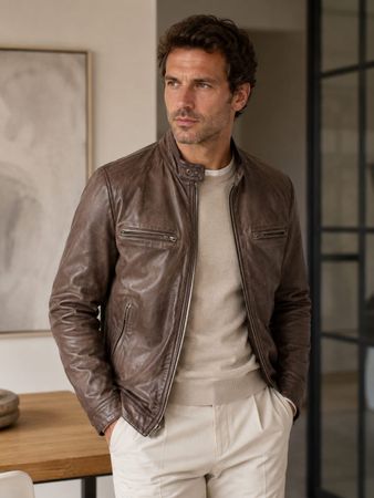 Lederjacke Brunello Cucinnelli braun, Gr. L