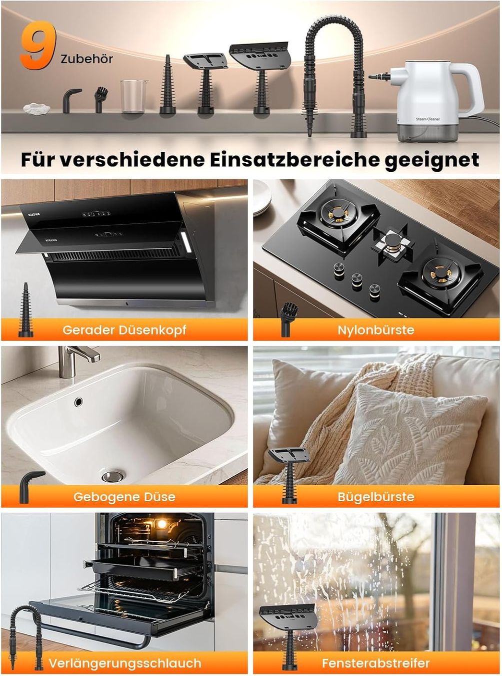 Nettoyeurs à vapeur: Dampfreiniger 10 Sek Aufheizzeit Smart-Touchscreen Weiss – Neuf avec emballage d'origine à Neuhausen am Rheinfall par HugoVerkauft 8