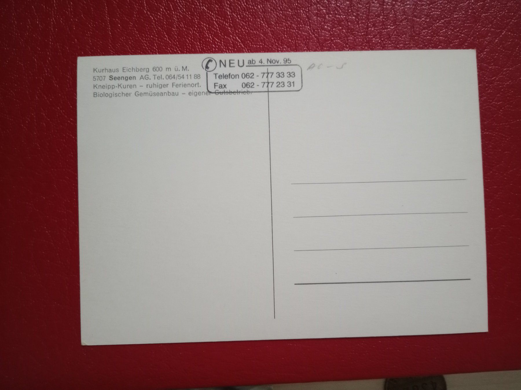 Cartoline postali: Seengen Aargau Kurhaus Eichberg – Usato da Küttigen venduto da Melisch1000 1