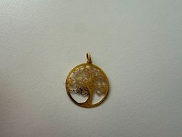 Lebensbaum Anhänger - 2 cm Durchmesser - Gold - 8 Karat