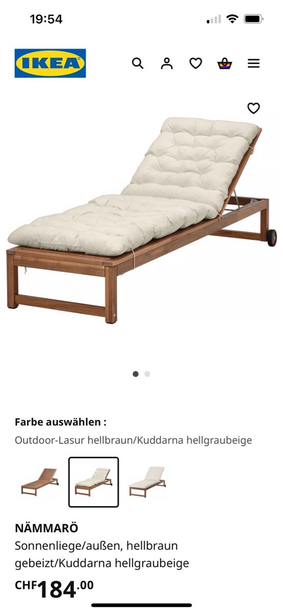 Sonnenliege von Ikea, „Nämmarö (Gebraucht) in Ostermundigen für CHF 55 – nur Abholung auf Ricardo kaufen