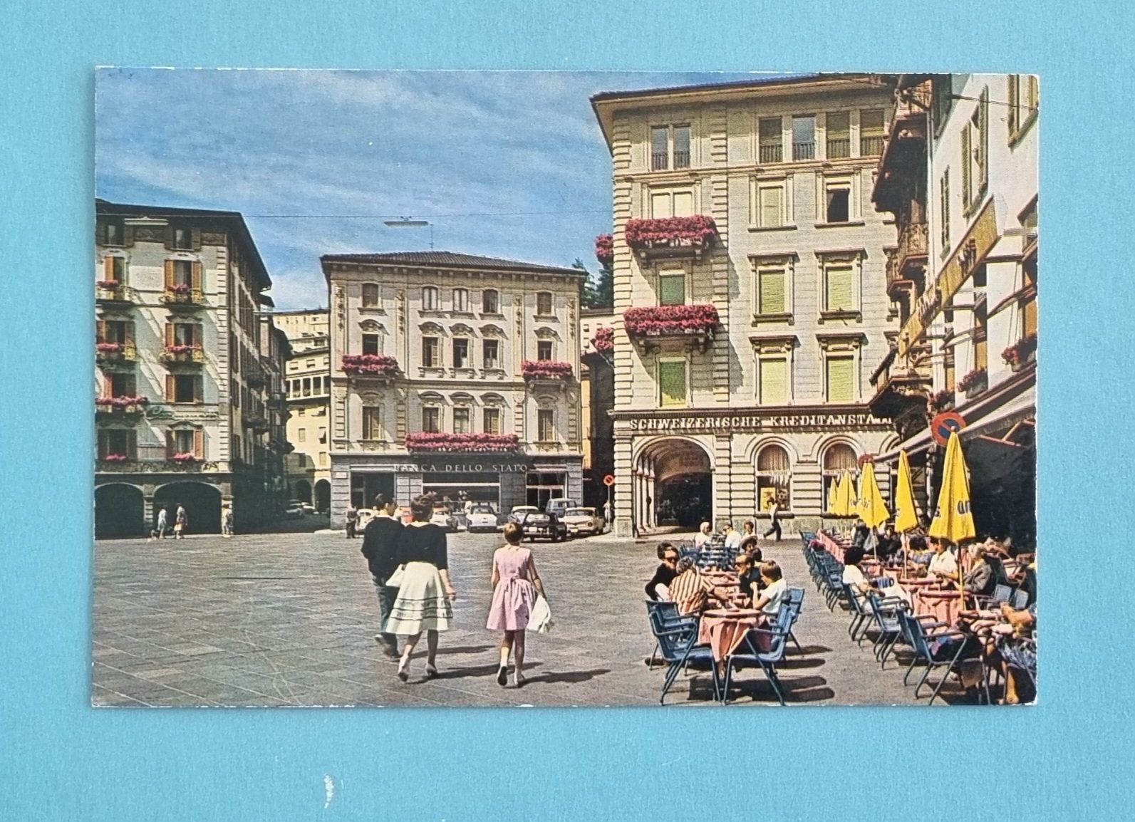 Cartoline postali: Lugano - Piazza Riforma  - 1963 – Usato da Rothrist venduto da RROENK