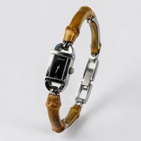 Gucci 6800L Bamboo Damenuhr, Swiss Made – Edelstahl & Bambus