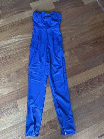 Jumpsuit trägerlos blau Reissverschluss guter Zustand