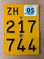 Velonummer ZH 05 gelb Mofanummer Plaque Mofa