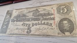 Konvoled. Staaten von Amerika 5 Dollar 1863 Note