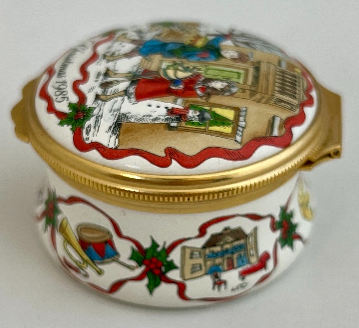 Contenitori & Simili: Halcyon Days Enamels, handbemaltes Weihnachtsdöschen, 1985 – Usato da Zürich venduto da Drahtzug 2