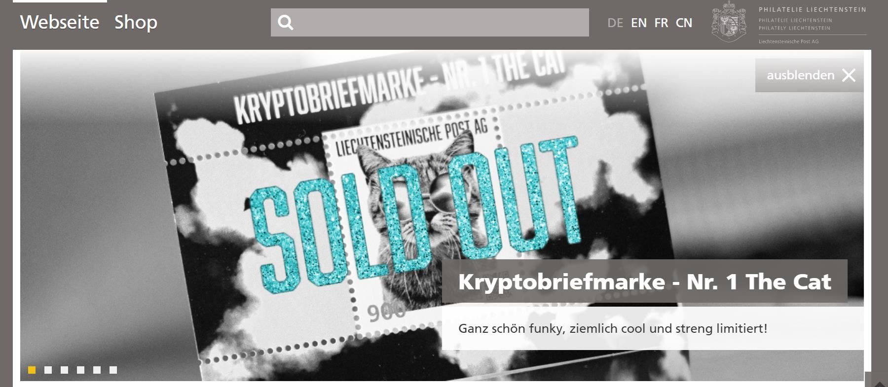 CRYPTO BRIEFMARKE-NR1 THE CAT Regenbogen (Neu und originalverpackt) in Baar  für CHF 2500 – mit Lieferung auf Ricardo kaufen