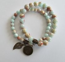 2er Set Echtsteinarmband Jaspis mit Anhängern, Neu